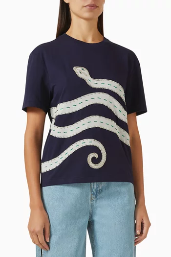 Teidon Embroidered T-shirt in Cotton