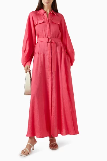 Pennarly Midi Dress in Linen-blend