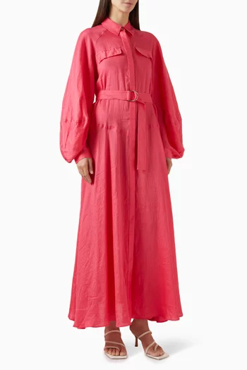 Pennarly Midi Dress in Linen-blend