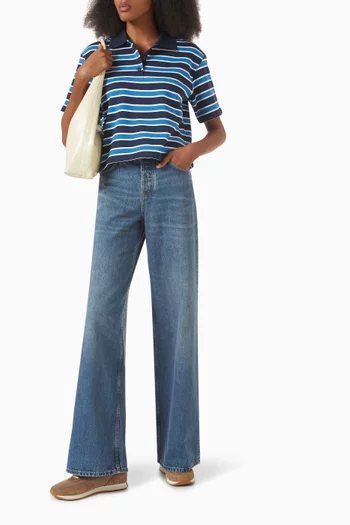 Stripe Polo Shirt in Terry-cotton