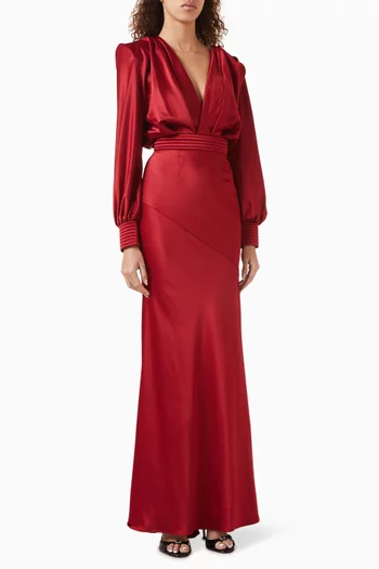 Betsy Maxi Dress in Stretch Satin