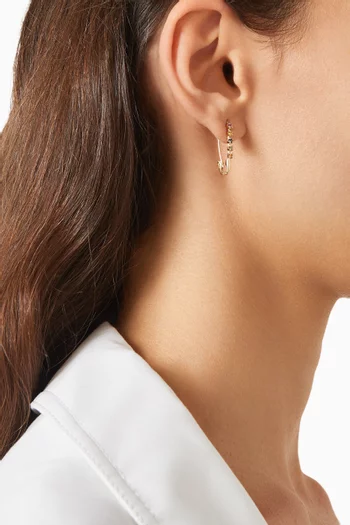 Sunset Sapphire Safety Pin Single Earring in 14kt Yellow Gold