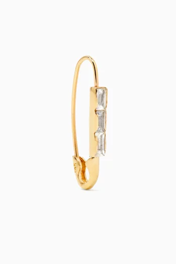 Mini Baguette Safety Pin Single Earring in 14kt Yellow Gold