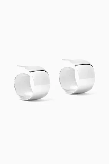 Mini Dome XL Hoops in Sterling Silver