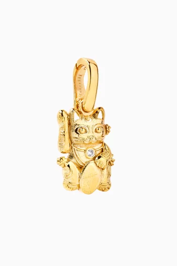 Lucky Cat Diamond Charm in 18kt Yellow Gold
