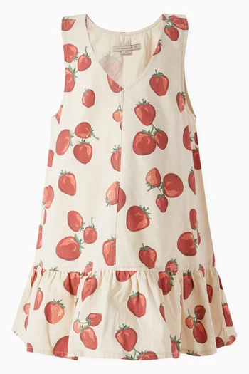 Strawberry-print Dress in Organic Cotton