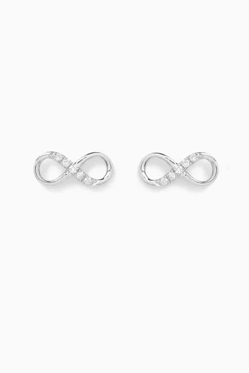Infinity Diamond Stud Earrings in 18kt White Gold