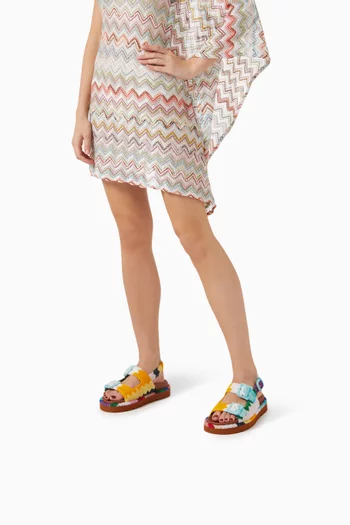 Zigzag Towelling Slingback Sandals in Cotton-terry