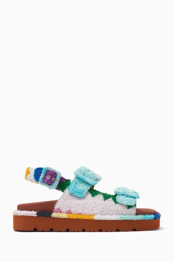 Zigzag Towelling Slingback Sandals in Cotton-terry