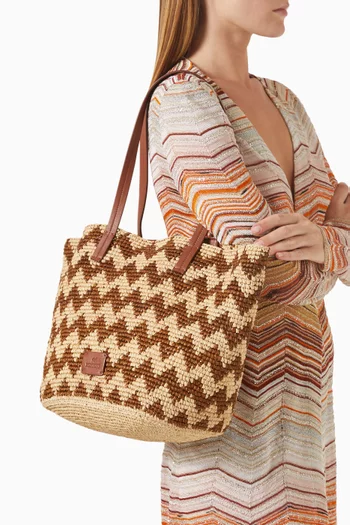 Zigzag Tote Bag in Raffia