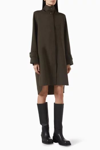 Oversized Wool-Blend Shirt Dress