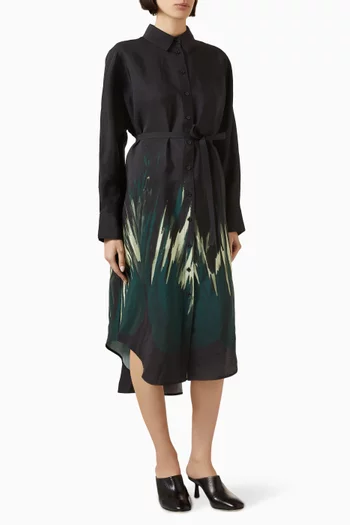 Printed Belted Shirt Dress