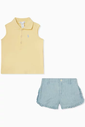 Logo Top & Shorts Set in Cotton