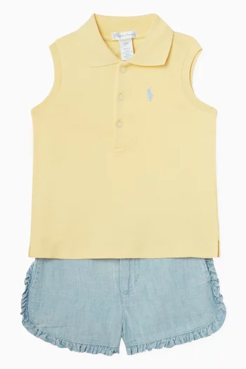 Logo Top & Shorts Set in Cotton