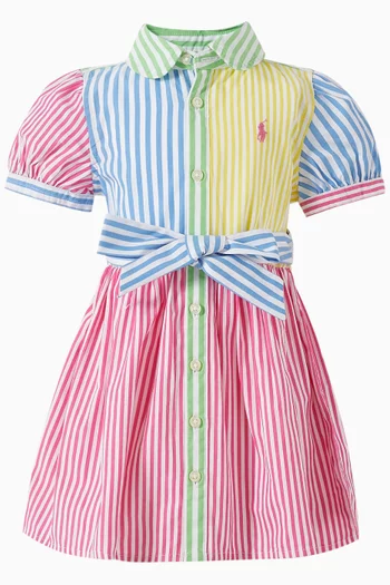 Striped Shirt Dress in Cotton