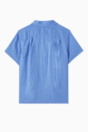 Logo-embroidered Shirt in Linen