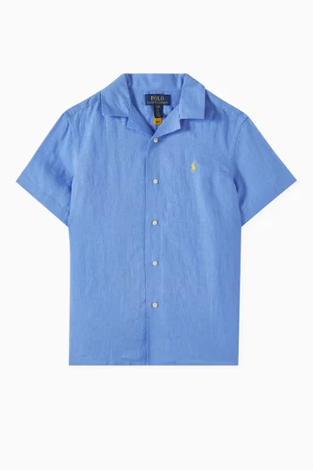 Logo-embroidered Shirt in Linen