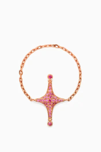 خاتم اورورا مرصع بياقوت ذهب وردي عيار 18