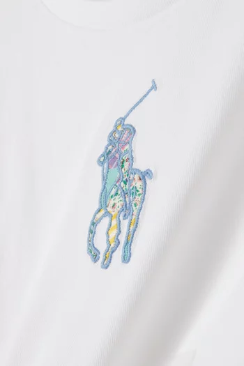 Logo-embroidered Crop T-shirt in Cotton-jersey