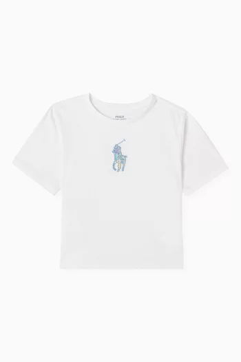 Logo-embroidered Crop T-shirt in Cotton-jersey