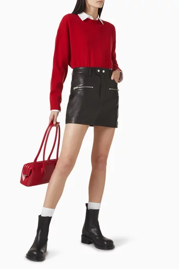 Steel Mini Skirt in Lamb Leather