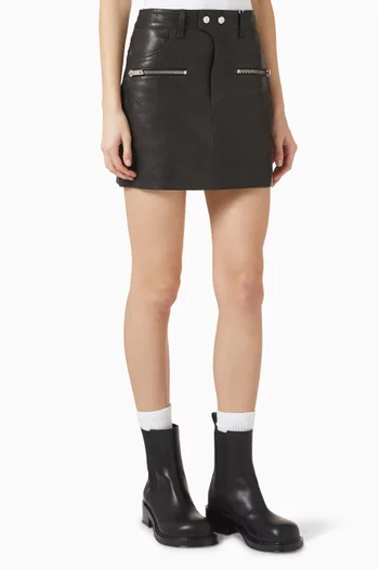 Steel Mini Skirt in Lamb Leather