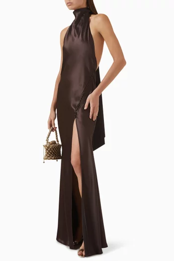 Penelope Open-back Gown in Satin