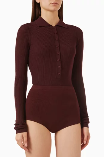 Solana Polo Bodysuit in Wool-blend