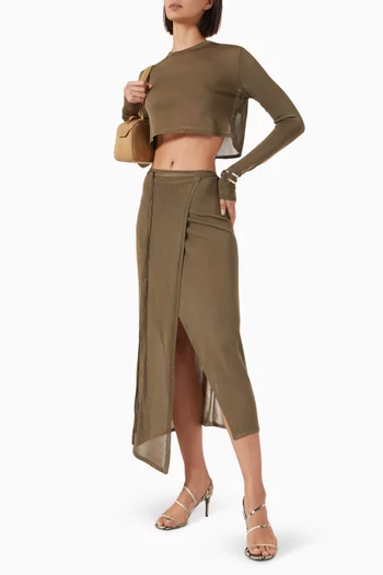 Kazel Crop Thin Knit Top in Viscose Blend