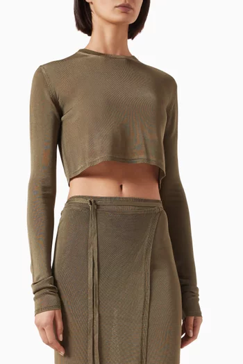 Kazel Crop Thin Knit Top in Viscose Blend