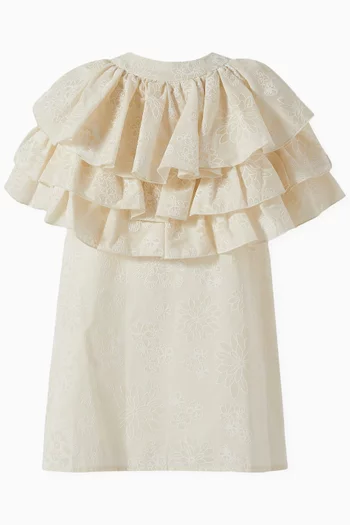 Embroidered Ruffle Dress