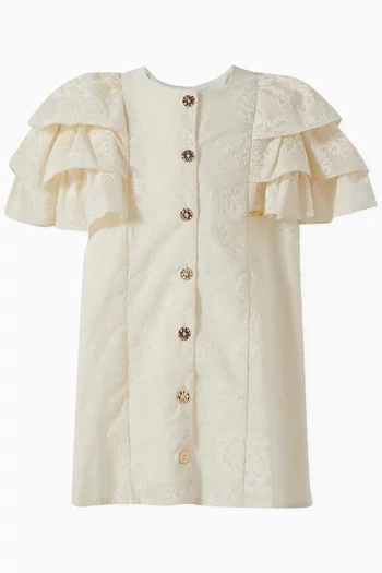 Embroidered Ruffle Dress