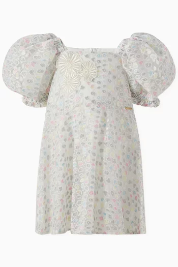 Embroidered Puff-sleeve Dress