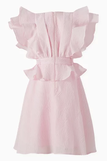 Ruffle Flared Dress in Jacquard