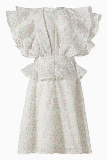 Ruffle Flared Dress in Textured Fabric