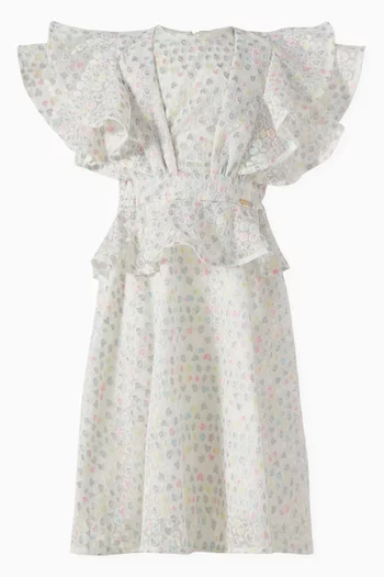 Ruffle Flared Dress in Textured Fabric