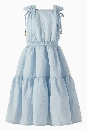 Sleeveless Tiered Dress in Jacquard Fabric