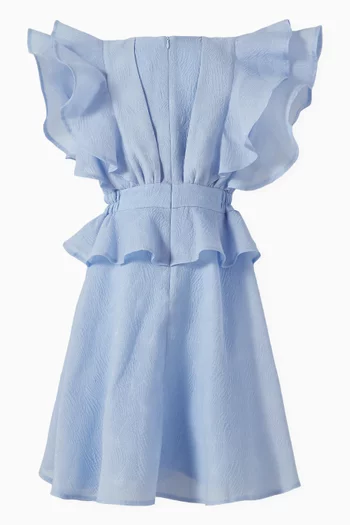 Ruffle Flared Dress in Jacquard