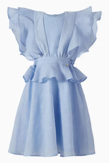 Ruffle Flared Dress in Jacquard