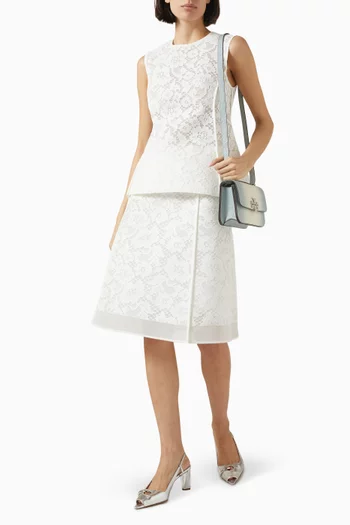 Lace Midi Skirt in Cotton Blend