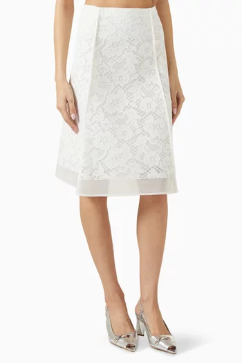 Lace Midi Skirt in Cotton Blend