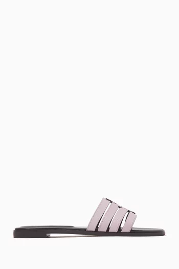 Ines Cage Slide Sandals in Leather