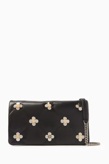Kira Clover Quilted Chain Wallet in Leather