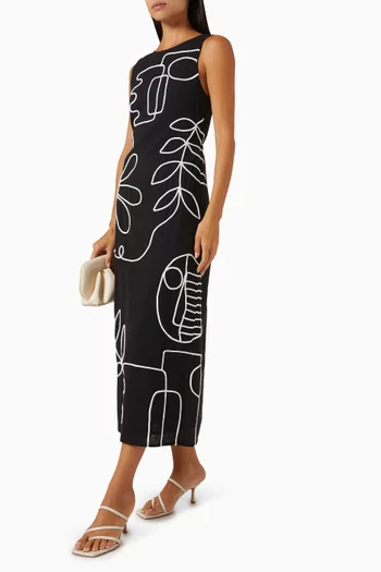 Luna Printed Maxi Dress in Cotton-linen