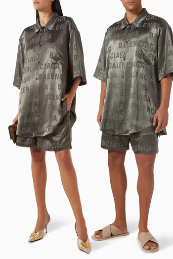 Unisex All-over Logo Pyjama Shorts in Jacquard