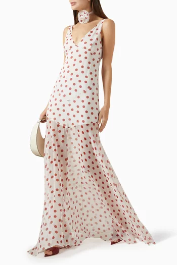 Katja Cape Maxi Dress in Silk Chiffon