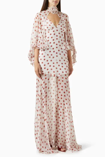 Katja Cape Maxi Dress in Silk Chiffon