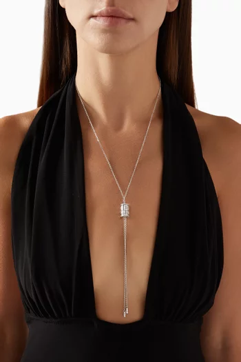 Life Diamond Spinning Tassel Pendant Necklace in 18kt White Gold