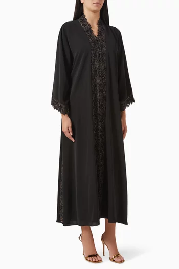 Lace-trim Abaya in Nada