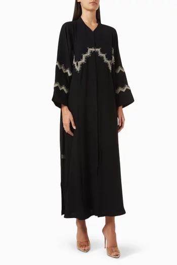 Bead-embellished Abaya in Crepe